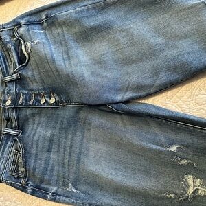 Judy Blue Button-Fly Distressed Blue Denim Jeans